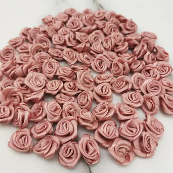 (100 ком./упак.) 10*10 мм Свеже Цвеће Розе Траке Од Мале Величине, Атласное Занат, Празничном украс за странку