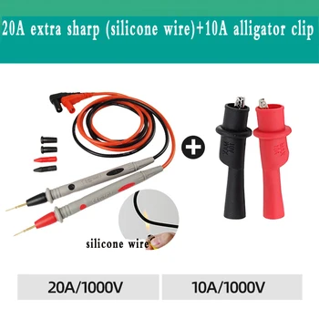 2ШТ 20А/1000V дигитални мультиметр тест жице сонда силиконски кабл до интерфејса 2 мм тест спона Универзални тест кабл