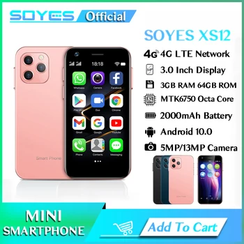 SOYES XS12 Мини 4Г Смартпхоне Андроид 10 са две СИМ картице, восьмиядерная 13-мегапиксела камера, Ви-Фи, Блуетоотх, ФМ-приступна тачка, ГПС, 3,0-инчни мали мобилни телефон