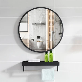 Домаћи огледало једноставног изгледа, без перфорације, 40 цм, црно огледало за купатила, спаваће собе