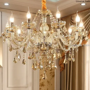Савремени кристалних лустера боје коњака, осветљење за украшавање собе, породична соба, лед висеће лампе, кућни декор, висеће лампе