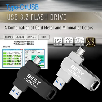 Сверхскоростной флеш диск USB3.2 256 ГБ УСБ кључ Ц, Спољни ССД диск 350 Мбит/с-600 Мбит/с, флеш диск, УСБ Фласх Type C, фласхцард type c