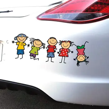 1 ком. Цртани дечја налепница за дечаке и Девојчице на аутомобил, налепница на прозор, Налепница на тело, Забавна слатка Породица налепница за децу, цене стайлинг