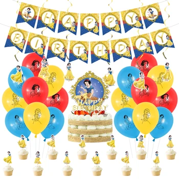 1 комплет Сет балона за торту Принцеза Дизни Снежани, рођендан, декор за дечије рођендане, Опрема за Туширање, Голобы