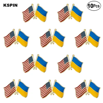 10 ком. партије Пин са лацканами заставе САД и Украјине, икона са заставом, брош, игле, иконе 