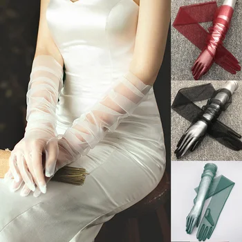 2020 Женске транспарентан рукавице од чипке, транспарентан рукавице дужине до лакта, рукавице, венчања, танке рукавице сверхдлинные