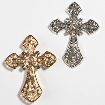 50ШТ 5,5*7,1 цм Велике шик крстови од металних легура са украс у облику кристала Одличан квалитет Прелепе привесци у облику крста са штрас Шити