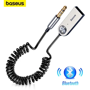 Baseus BA01 УСБ, Блуетоотх адаптер Аукс Блуетоотх В5.0 Пријемник аудиопередатчик Блуетоотх-кључ за возила са конектором 3,5 мм Ауто адаптер