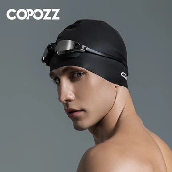 Copozz Мушка флексибилан капа за купање, одећа за купање велике величине, професионална водоотпоран ридинг хоод за пливања за одрасле, силиконске капе за купање