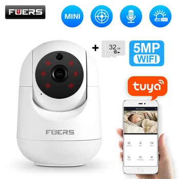 Fuers 5-мегапиксела ИП камера Ви-Фи за просторије са СД картице Tuya Смарт Хоме Бежична камера за видео надзор за ноћно осматрање баби монитор