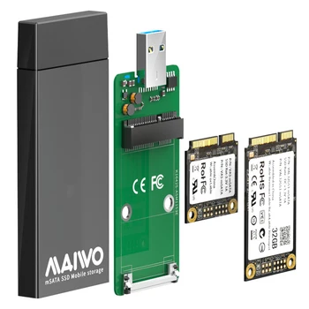 MAIWO K1642S 5 Гб/с УСБ 3,0 за MSATA SSD Box Мобилни кућиште од легуре алуминијума Подршка мобилног корпуса mSATA SSD 1 ТБ са индикатором