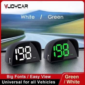 Vjoycar Нови дигитални брзиномер ГПС ХУД са бело/зелено екраном, плуг анд плаи, прибор за аутомобилске електронике са великим словима за све аутомобиле