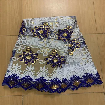 Афричка лаци тканина 5 метара 2023 квалитетну луксузни вез пайетками, нигерийское венчаницу, француски проткана материјал