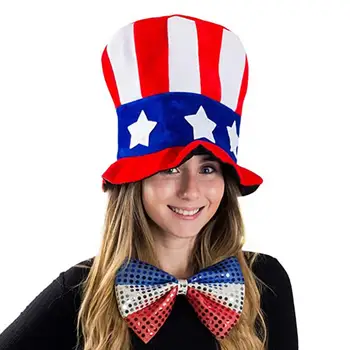 Забавна патриотска шешир Новина, удобан за ношење Шешир САД вишекратну употребу, коришћење Преносни цилиндар ујка Сема, прибор за журке, прибор за параду