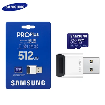 Меморијска картица Samsung Про Плус са уређајем за читање УСБ 3.0 512 МБ 256 ГБ 128 ГБ В30 Брза картица разреда 10 А2 UHS-I U3Micro СД Картицу
