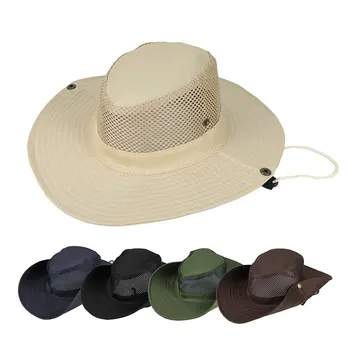 Солнцезащитная шешир Унисекс, рыболовная шешир са великим широким ободом, Ковбойская шешир са дише мреже, Улица лов, сафари, Риболов сунца визир, Панама, Капе